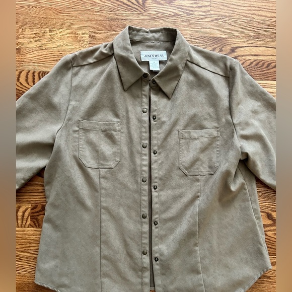 Vintage Jones Wear Sport Soft  Tan Button Down Shirt Womens size 16​ - Picture 6 of 9